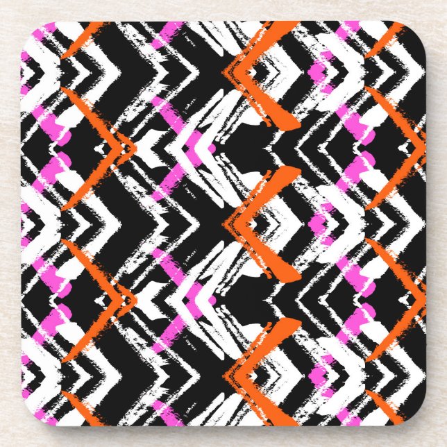 Posavasos Negro, naranja, y modelo dibujado mano de la (Frente)