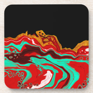 Posavasos Negro, oro, Borgoña, arte de mármol  