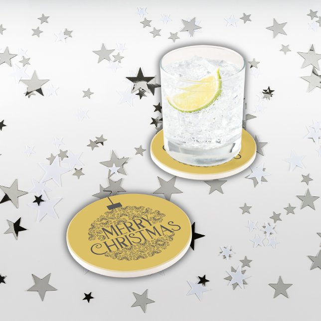 Posavasos Negro simple en la Navidad de los cerezos de oro | (Subido por el creador)