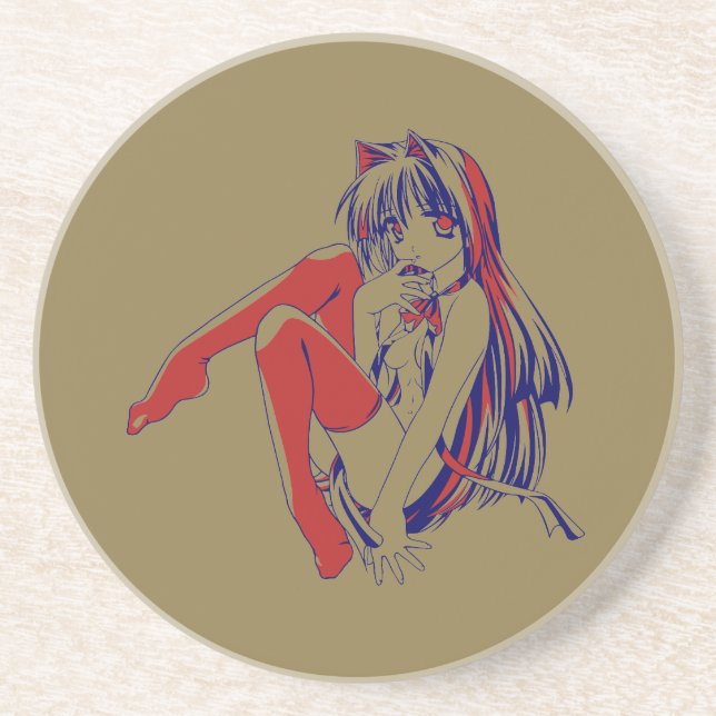 Posavasos Neko Catgirl estadounidense Furry Anime Loli Slave (Frente)