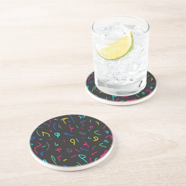Posavasos Neon Bright Marks on Black (Lado)