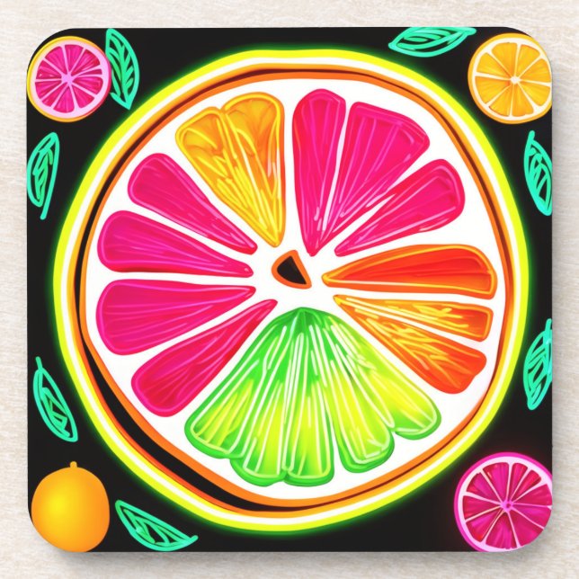 Posavasos Neon Citrus Fruit Fiesta (Frente)