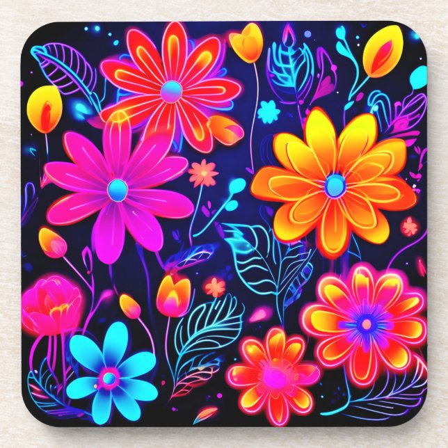 Posavasos Neon Floral Fantasy (Frente)
