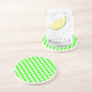 Posavasos Neon Green Gingham Pattern de Shirley Taylor