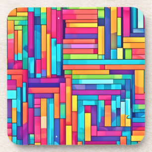 Posavasos Neon Grid - Mosaico Abstracto Colorido