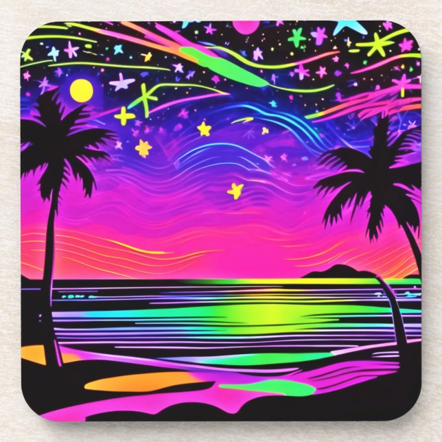 Posavasos Neon Night Beachscape (Frente)