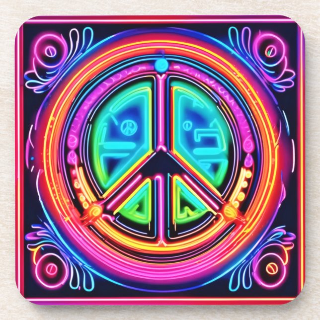 Posavasos Neon Peace Mandala (Frente)