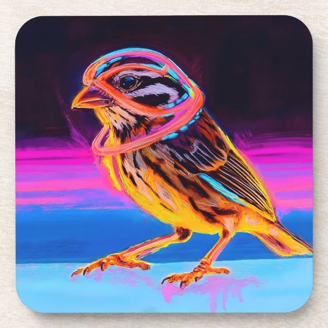 Posavasos Neon Sparrow con acentos brillantes (Frente)