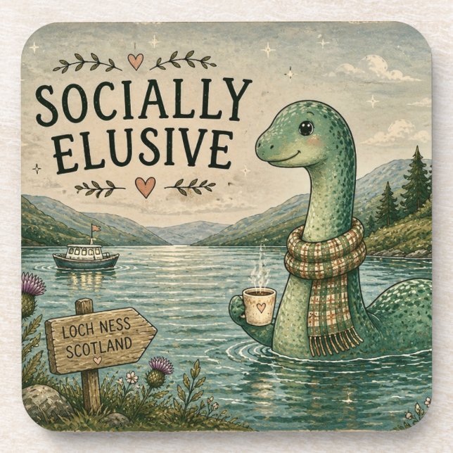 Posavasos Nessie Críptida Acogedora Socialmente Esquiva Loch (Frente)