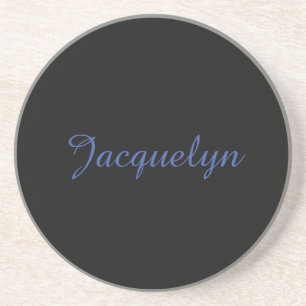 Posavasos Neutral Black & Blue Plain Elegant Nombre propio m