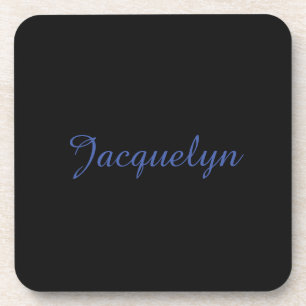 Posavasos Neutral Black & Blue Plain Elegant Nombre propio m