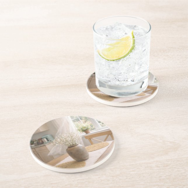 Posavasos Neutral Farmhouse Wildflower Floral Sandstone (Lado)