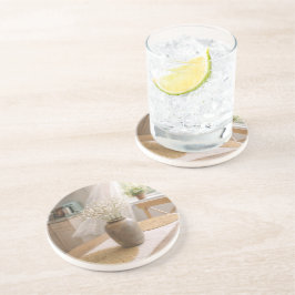 Posavasos  Neutral Farmhouse Woven Look Floral Coasters