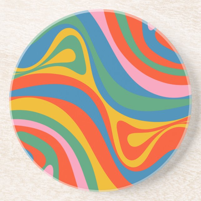 Posavasos New Groove Retro Trippy Colorful Abstract Pattern (Frente)