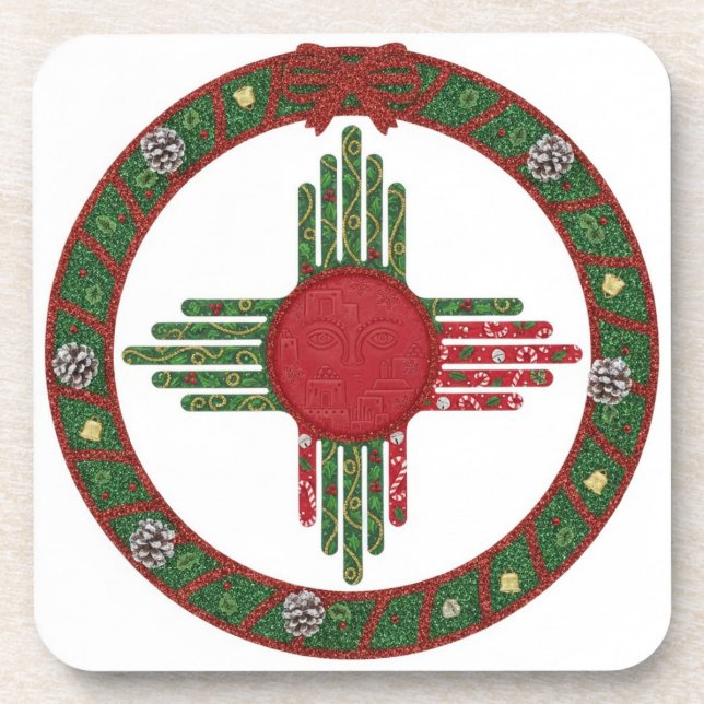 Posavasos New Mexico Zia Sun Christmas (Frente)