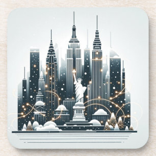 Posavasos New York Holiday Elegance - Navidades Personalizab