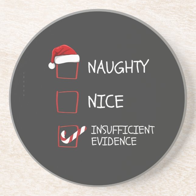 Posavasos Nice Naughty Insufficient Evidence Santa Christmas (Frente)