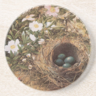 Posavasos Nido de pájaro y rosas silvestres por John William