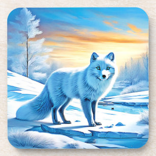 Posavasos Nieve de Fox de invierno en el Ártico