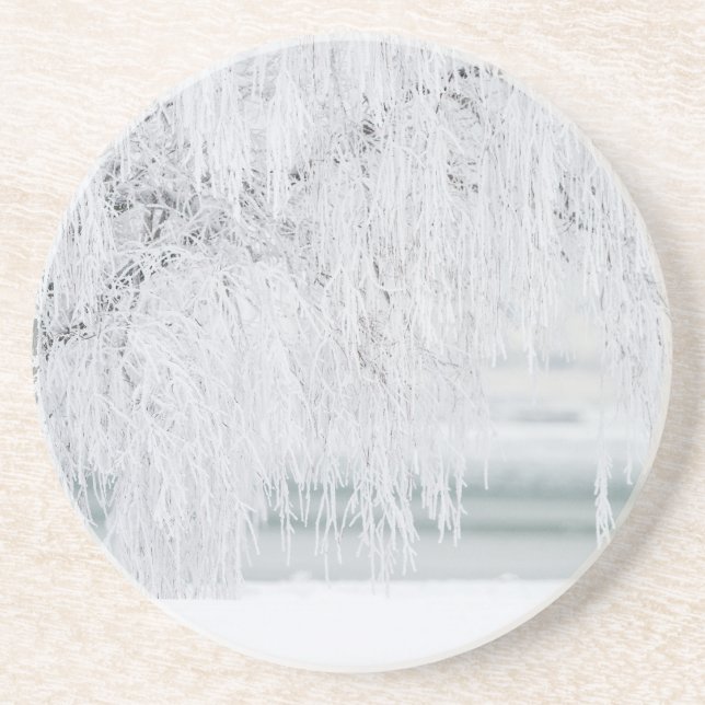 Posavasos Nieve de invierno de vacaciones para navidades (Frente)