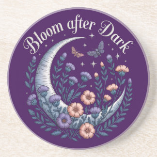 Posavasos Night Garden Faux Embroidered Moon with Moths