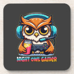 Posavasos Night Owl Gamer Mascot Fun Gaming Illustration<br><div class="desc">Elevate your gaming station with the "Night Owl Gamer" design, a premium illustration brought to you by AmazingEG. This artwork is tailor-made for the dedicated player who thrives in the quiet hours of the night. Featuring a highly detailed owl mascot, this design blends the wisdom and nocturnal nature of the...</div>