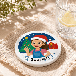 Posavasos Niña Navideña Adorable Personalizada Alegría Navid