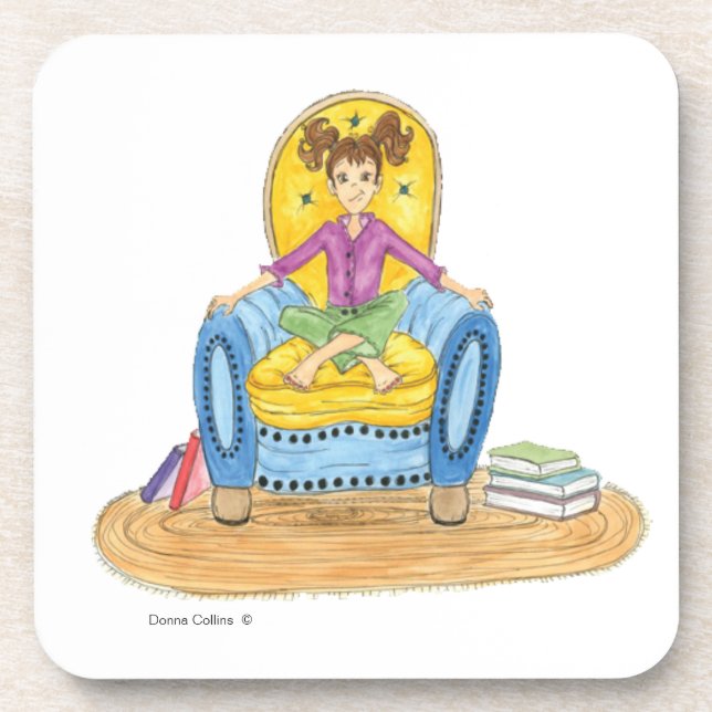 Posavasos Niña pequeña en una silla de galleta de bebida (Frente)