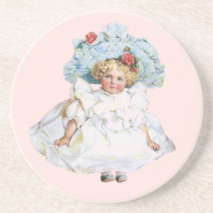 Posavasos Niña victoriana de época, Gorra de Vestir Pascua