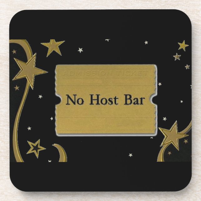 Posavasos Ningún Boda de bar anfitrión Gold Stars y Black (Frente)