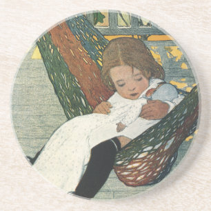 Posavasos Niño Antiguo con una Muñeca por Jessie Willcox Smi
