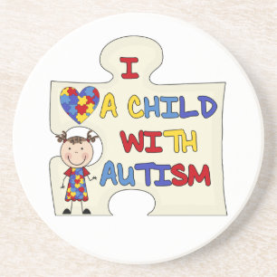Posavasos Niño con el chica trigueno 2 del autismo