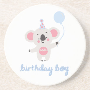 Posavasos Niño De Cumpleaños Teddy Oso Con Un Globo