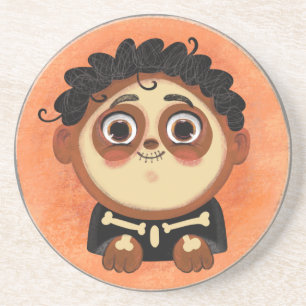 Posavasos Niño lindo con esqueleto disfraz de Halloween Cand