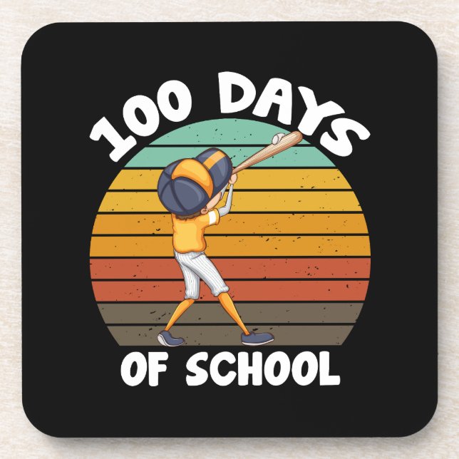 Posavasos Niños 100 días de escolares 100 días de béisbol (Frente)