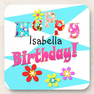 Posavasos Niños color azul claro rosa blanco y personalizado