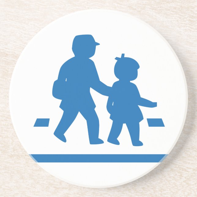 Posavasos Niños de escuela cruzando >> Rótulo de tráfico jap (Frente)