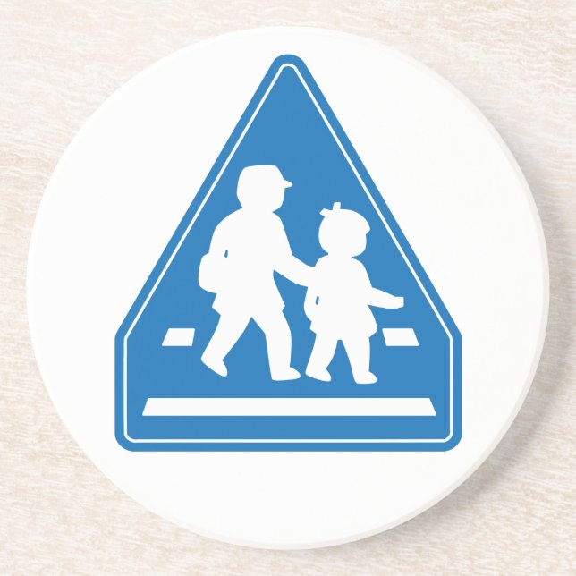 Posavasos Niños de escuela cruzando >> Rótulo de tráfico jap (Frente)