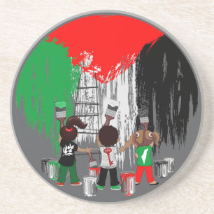 Posavasos Niños de Gaza pintando la bandera de Palestina 
