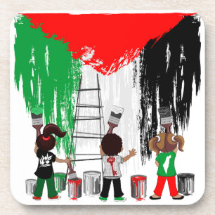 Posavasos Niños de Gaza pintando la bandera de Palestina