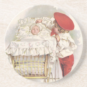 Posavasos Niños, niños y bebés victorianos de época en Pram