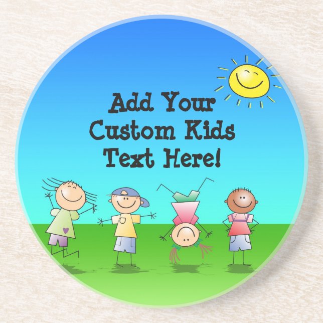 Posavasos Niños que juegan al aire libre en un día soleado (Frente)