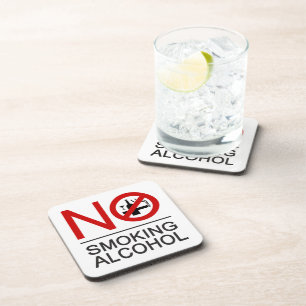 Posavasos NO fumar alcohol ⚠ Rótulo tailandés ⚠