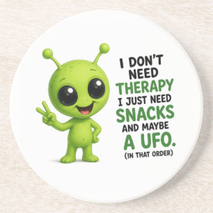 Posavasos No Necesito Terapia Necesito Snacks Diseño Alien
