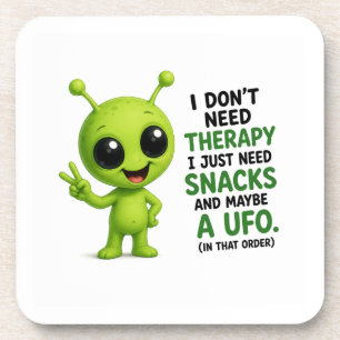 Posavasos No Necesito Terapia Necesito Snacks Diseño Alien