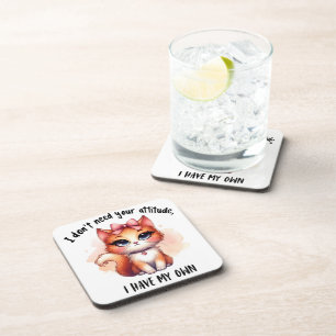 Posavasos No Necesito Tu Actitud Regalo Divertido Para Amant