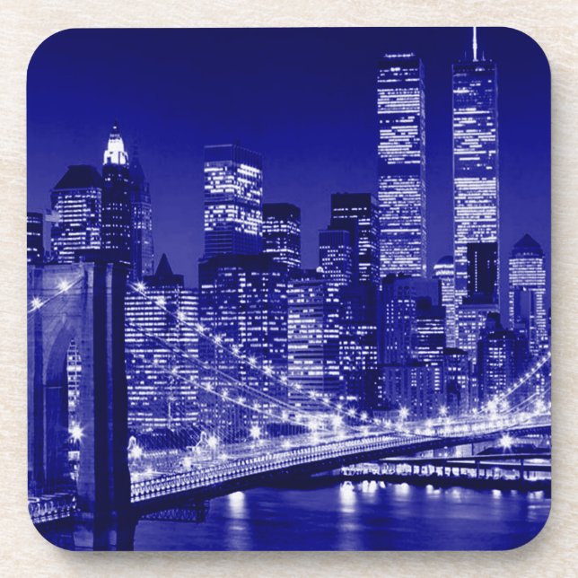Posavasos Noche azul de Nueva York (Frente)