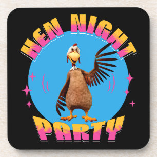 Posavasos Noche de gallinas divertidas, fiesta de pollo, hum