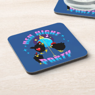 Posavasos Noche de gallinas divertidas, fiesta de pollo, hum