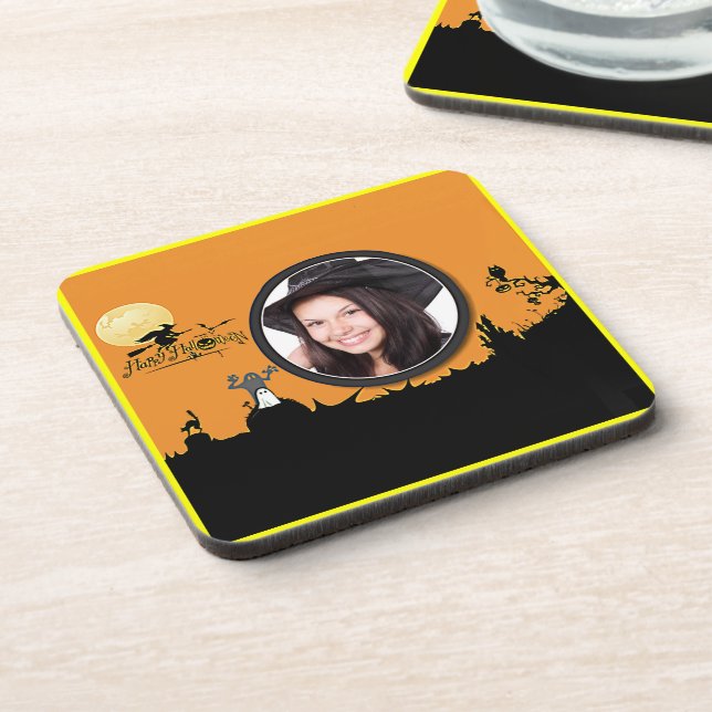 Posavasos Noche de Halloween en un resplandor Naranja agrega (Lado Izquierdo)